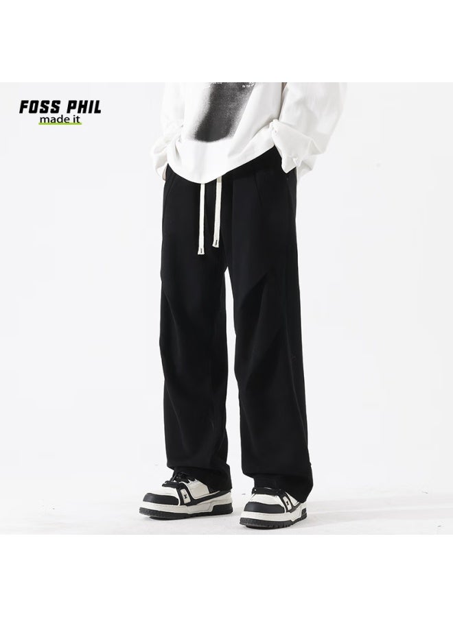 Foss Phil Spring And Summer Pure Cotton Cargo Casual Pants For Men, Loose Wide-leg Breathable Paratrooper Tactical Pants Fpk27 Black XL - Image 2