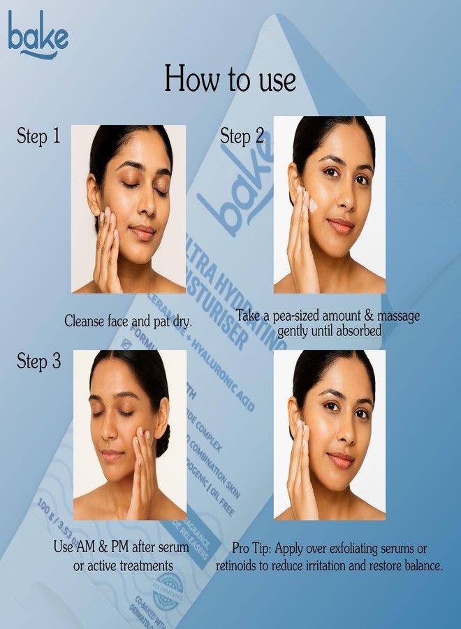 BAKE Ultra Hydrating Face Moisturizer (100g) With 3 Essential Ceramides & Hyaluronic Acid | For 72 Hour Moisturization | For Oily, Sensitive, Acne Prone Skin | For Barrier Repair, Hydration, Brightening | For Men & Women - Image 5