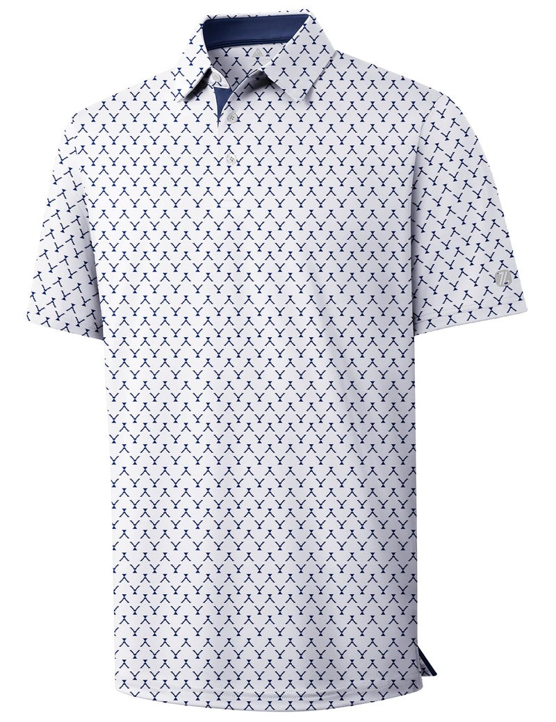 ZITY Mens Golf Shirts Short Sleeve Print Patterns Performance Moisture Wicking Polo Shirt - Image 1