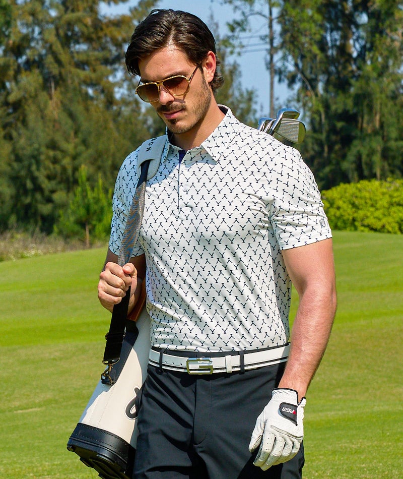 ZITY Mens Golf Shirts Short Sleeve Print Patterns Performance Moisture Wicking Polo Shirt - Image 2