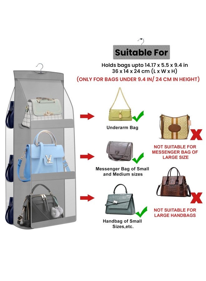 Oxbow منظم حقيبة يد OxbOw 6 جيوب، منظم حقائب للسيدات، منظم محفظة لحقيبة اليد، منظم خزانة للدواليب، منظم حقيبة توت، شماعة حقيبة، 90 × 35 × 35 سم (عبوة من 1 - رمادي) - Image 2