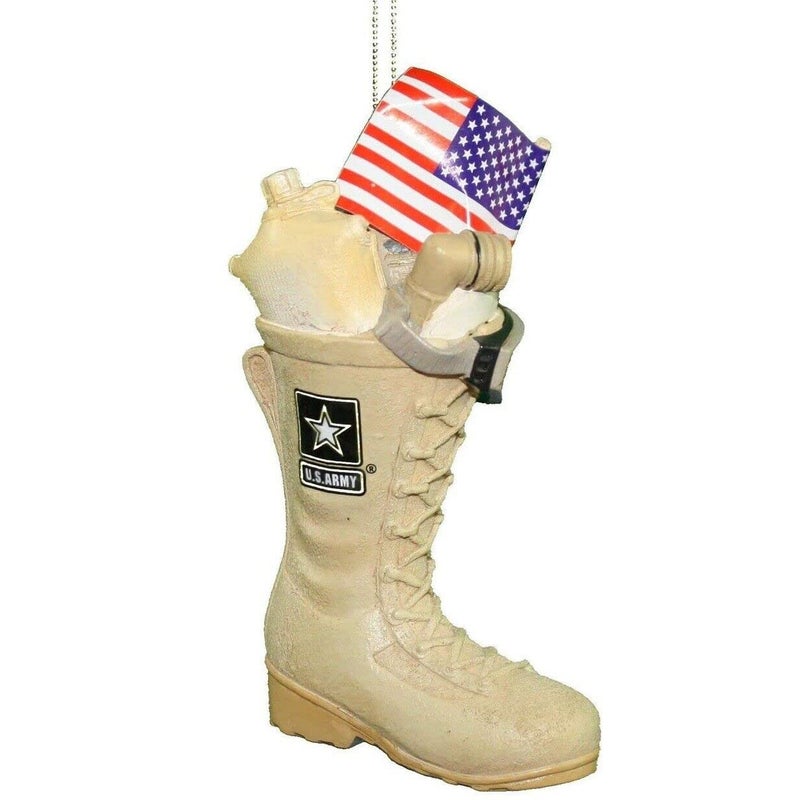 Kurt S. Adler US Army Boot With USA Flag and Icons Ornamentfor Christmas