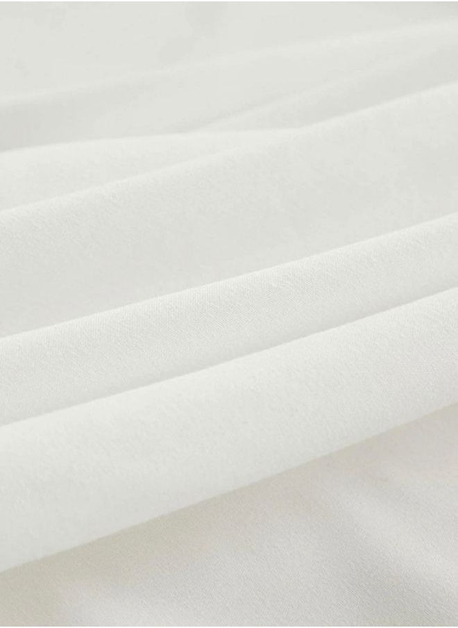 LUNA Home Fitted bed sheet 90*200+30 cm with 2 pillow covers, set of 3 pieces, plain white color.  - Image 5