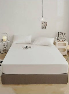 LUNA Home Fitted bed sheet 90*200+30 cm with 2 pillow covers, set of 3 pieces, plain white color.  - Image 3