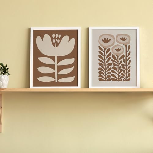 JXREQ Brown Boho Abstract Neutral Floral Posters Wall Art Prints Set of 4, Mid Century Modern Abstract Black and Beige Matisse Floral Wall Decor for Home Bedroom Living Room, 8x10 Inch Unframed - Image 5