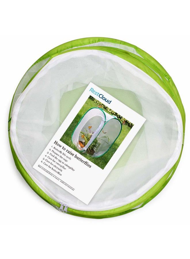 RESTCLOUD 20" Large Butterfly Habitat, Giant Collapsible Insect Mesh Cage Terrarium Pop-up 12" x 20" Tall 12" X 20" Green - Image 2