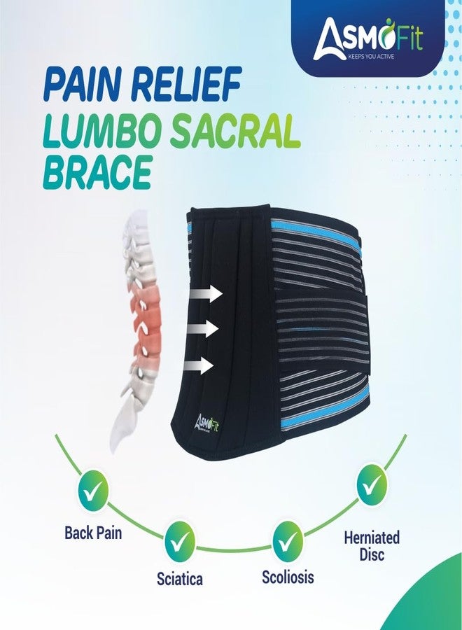 Asmofit حزام أسموفيت القطني العجزي لتخفيف آلام أسفل الظهر | حزام دعم ظهر قابل للتعديل لدعم الخصر والتعافي من الإصابات | حزام قطني عجزي للرجال والنساء - أسود وأزرق (28-44 بوصة، مقاس عالمي) - Image 2