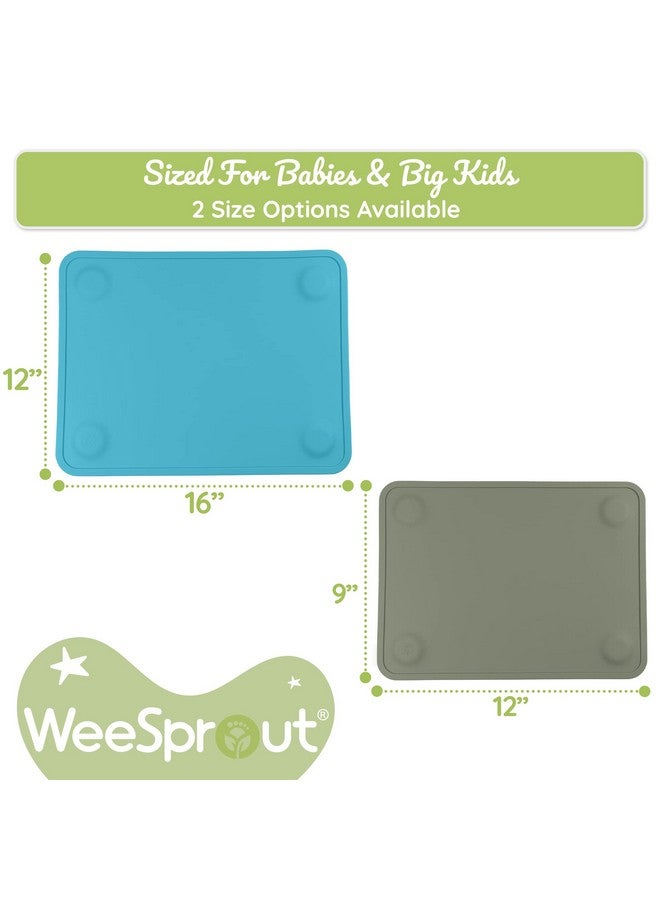 WeeSprout وسادات سيلكون لاصقة من وي سبراوت للأطفال والرضع، سيلكون غذائي متين مع لاصق غير قابل للانزلاق، آمنة في غسالة الصحون، لطاولة الطعام والمطاعم + حقيبة سفر، عبوة من 2 - Image 3