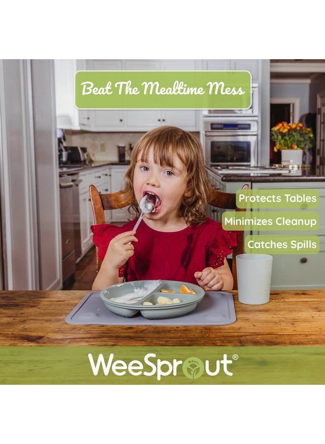 WeeSprout وسادات سيلكون لاصقة من وي سبراوت للأطفال والرضع، سيلكون غذائي متين مع لاصق غير قابل للانزلاق، آمنة في غسالة الصحون، لطاولة الطعام والمطاعم + حقيبة سفر، عبوة من 2 - Image 2