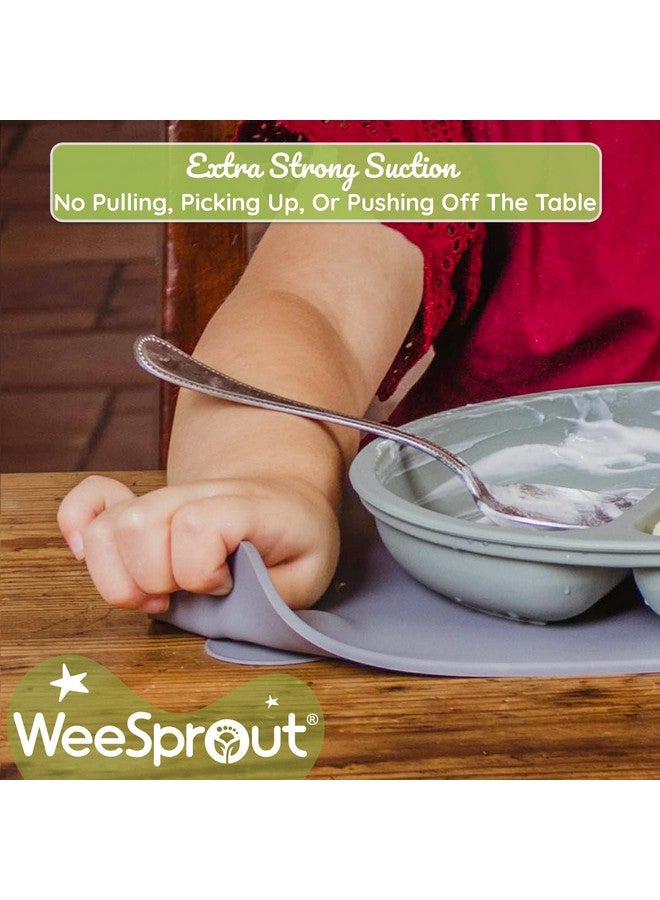WeeSprout وسادات سيلكون لاصقة من وي سبراوت للأطفال والرضع، سيلكون غذائي متين مع لاصق غير قابل للانزلاق، آمنة في غسالة الصحون، لطاولة الطعام والمطاعم + حقيبة سفر، عبوة من 2 - Image 5