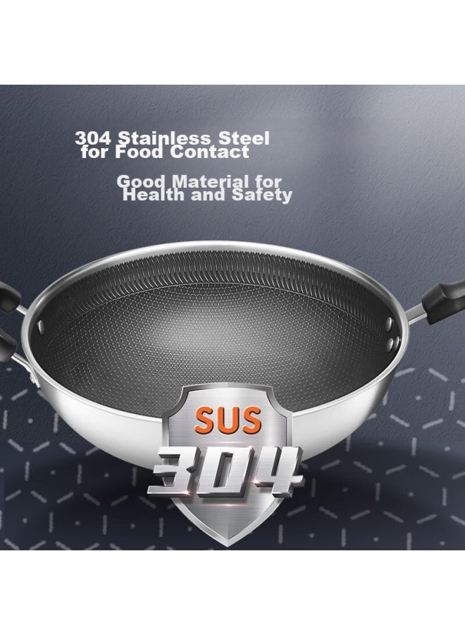 Supor Stainless Steel Honeycomb Non-stick Wok 34cm Frying Pan Compatible With Gas And Induction Cooktops Ec34jkc01 - Image 1