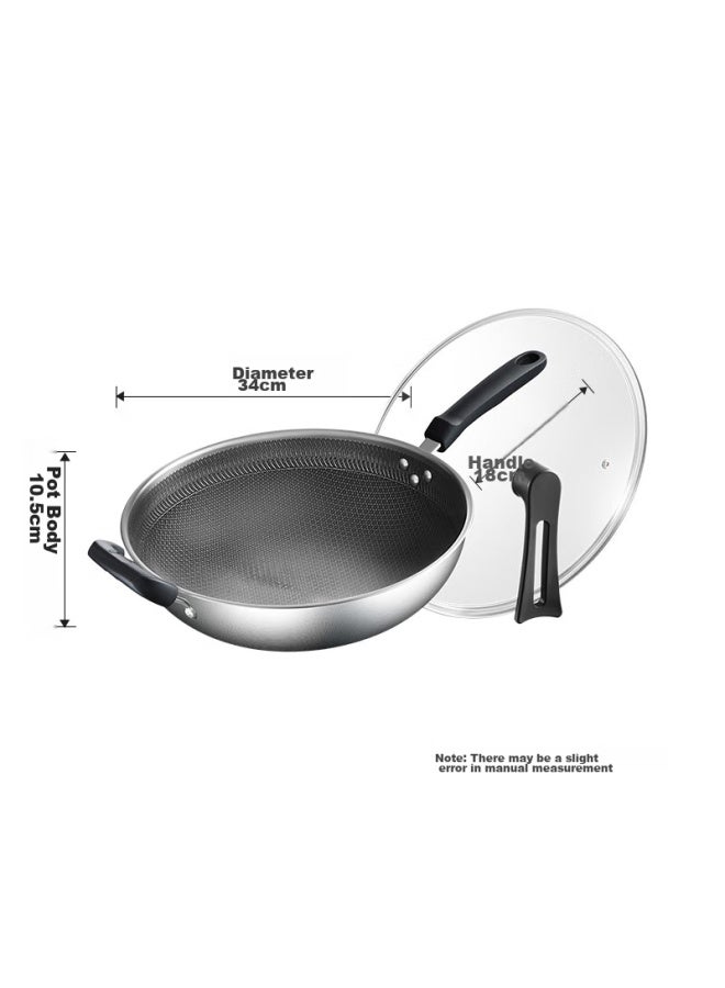 Supor Stainless Steel Honeycomb Non-stick Wok 34cm Frying Pan Compatible With Gas And Induction Cooktops Ec34jkc01 - Image 2