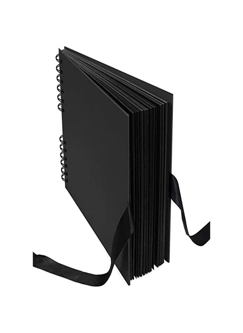 ORiTi ألبوم صور القصاصات مع صفحة سوداء 12 × 9 غطاء 40 ورقة 80 صفحة 12 قطعة أقلام تلوين  - Image 2