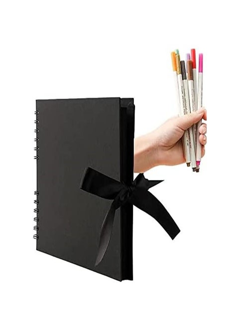ألبوم صور القصاصات مع صفحة سوداء 12 × 9 غطاء 40 ورقة 80 صفحة 12 قطعة أقلام تلوين