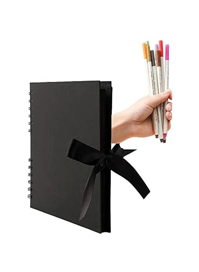 ORiTi ألبوم صور القصاصات مع صفحة سوداء 12 × 9 غطاء 40 ورقة 80 صفحة 12 قطعة أقلام تلوين  - Image 1