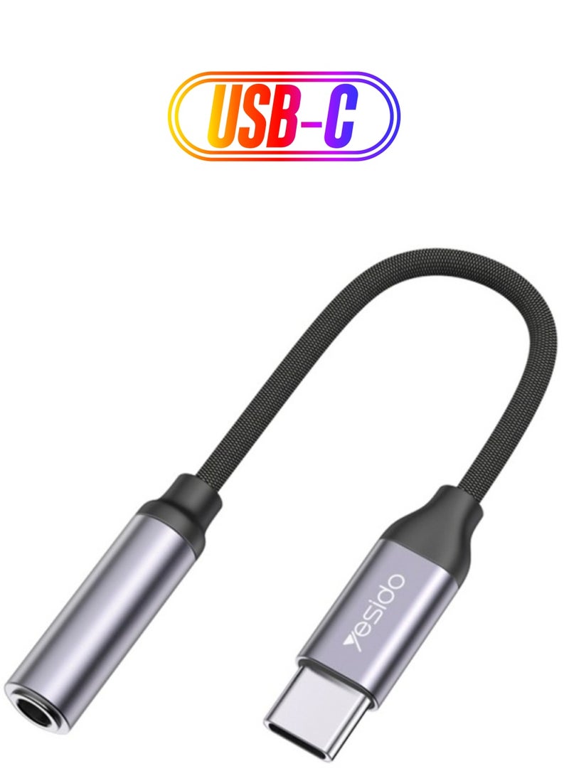 Yesido YAU19 Type-C to 3.5mm Audio Adapter Cable(Grey) - Image 1