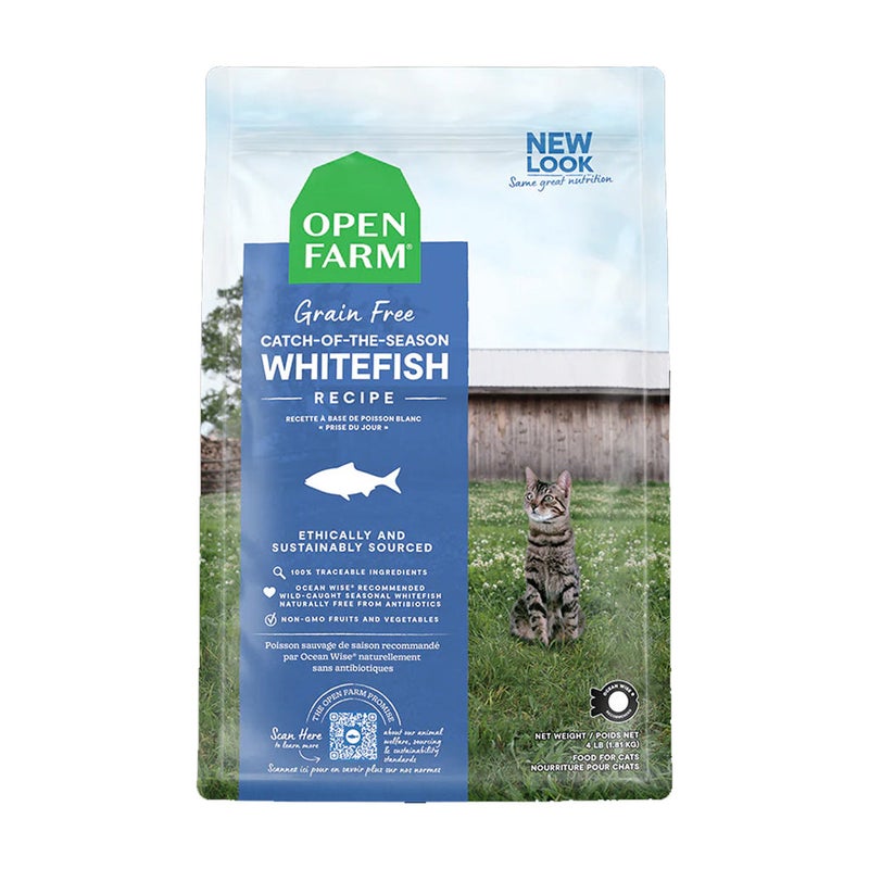 أوبن فارم طعام جاف للقطط خالٍ من الحبوب بنكهة وايت فيش صيد الموسم 1.81 كجم
