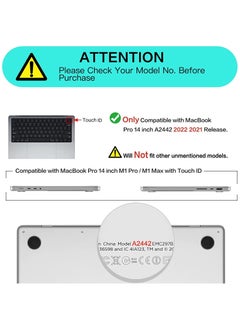 Generic MacBook Pro 14 inch Case 2021 2022 Release A2442 M1 Pro Max with Liquid Retina XDR Display Touch ID Plastic Hard Shell & Keyboard Skin & Screen Protector Black  - Image 2