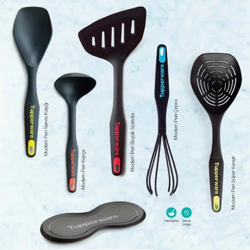 Tupperware Modern Fairy Set Spoon-Ladle-Spatula-Whisker-Colander Hsgl