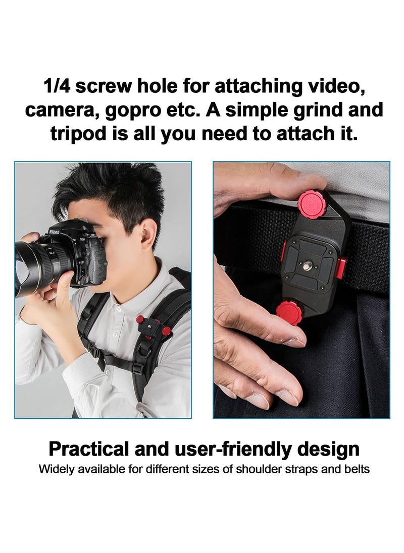 KASTWAVE - Camera Clip for Backpack Strap, Quick Release System Holder Clip Camera Strap Mount, 1/4'' Thread Plate Camera Mount Adapter for Sony DSLR Camera - Image 1