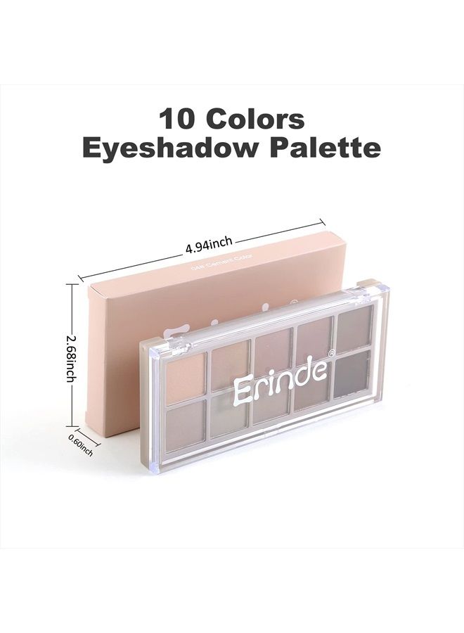 Erinde لوحة ظلال عيون بـ 10 ألوان - ظلال عيون مات نود، قابلة للدمج بشكل فائق، مظهر طبيعي، تدوم طويلاً، لوحة ظلال عيون نود محايدة مع فرشاة، مناسبة للنساء الأكبر سناً، لون إسمنتي - Image 5