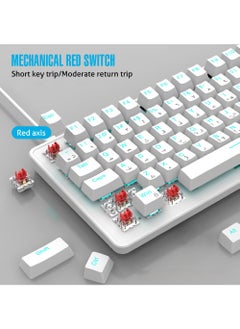 Rock Pow ROCK POW 70% Gaming Keyboard,Arabic English 82 Keys Mechanical Keyboard with Ice Blue Backlit 19 Modes, Volume Lighting Knob Wired Mini PBT Keycaps for PC Gaming and Working (Red Switch)White  - Image 2