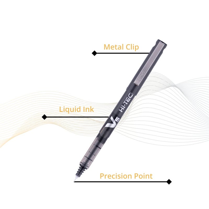 PILOT V7 Hi-Tecpoint Roller Ball Pen with Cartridge System - 2 Black Pens, 4 Black Cartridges, Hi-Tecpoint V5 Pen, Black (Pack of 12) - Image 5