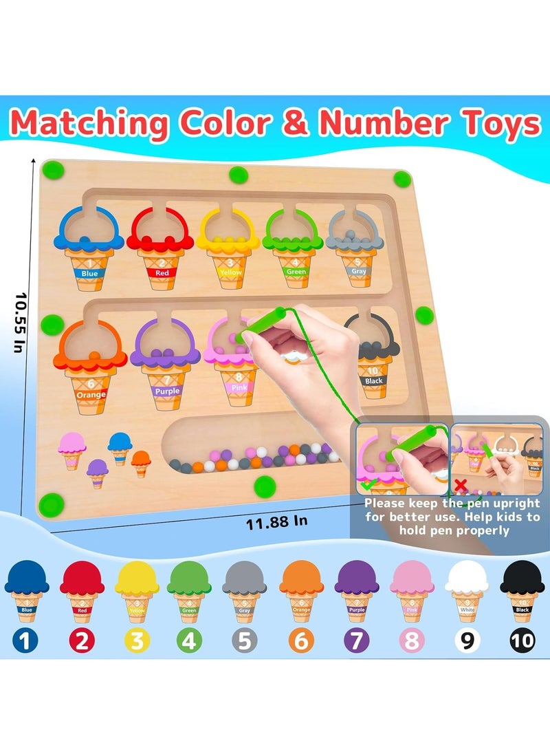 TOY GARDEN "Magnetic Color & Number Maze – Montessori Wooden Color Matching & Counting Puzzle Board – Fine Motor Skills Toys for Toddlers (Ages 3-5)"  - Image 2