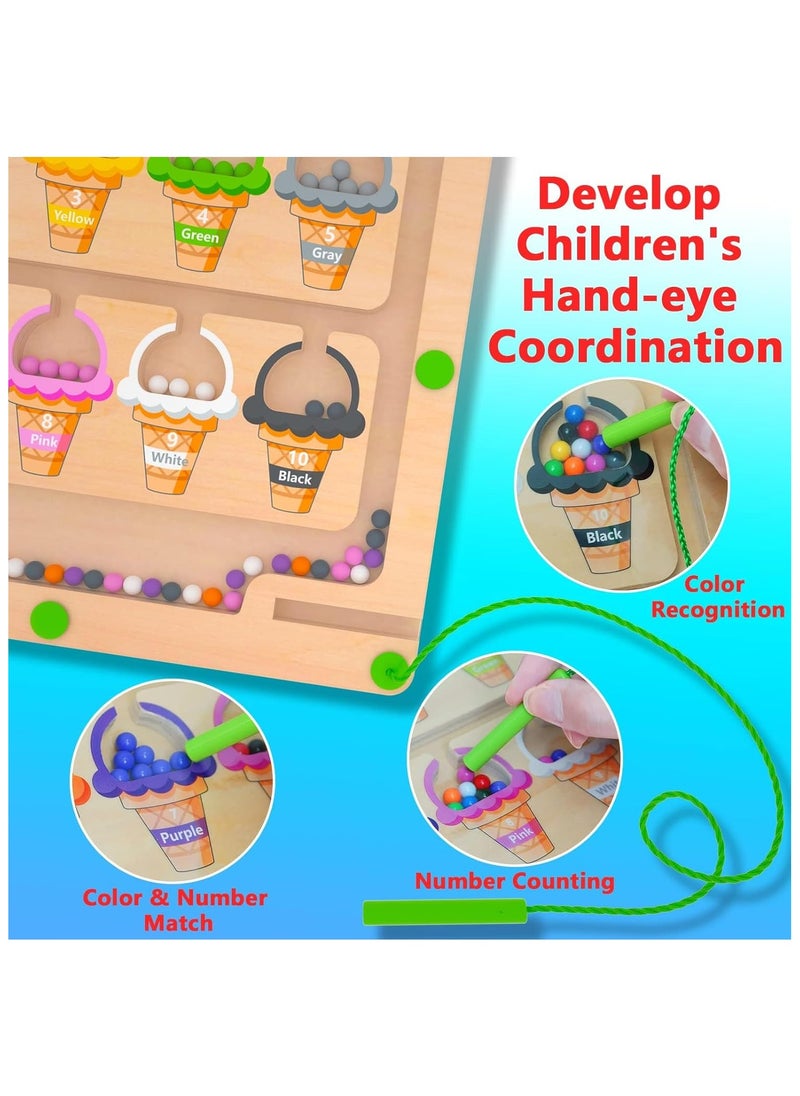 TOY GARDEN "Magnetic Color & Number Maze – Montessori Wooden Color Matching & Counting Puzzle Board – Fine Motor Skills Toys for Toddlers (Ages 3-5)"  - Image 4