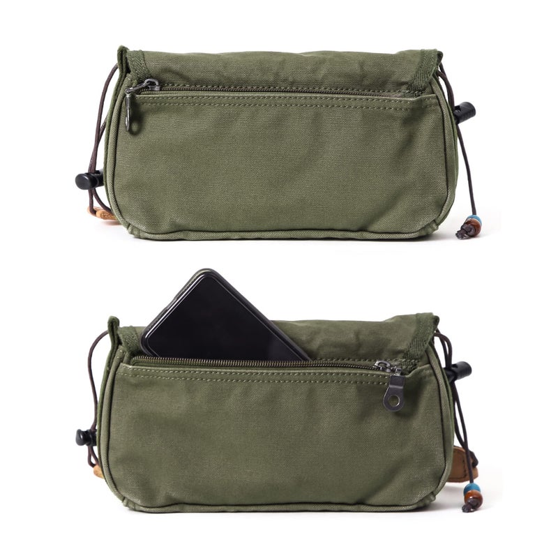 GOOTIUM Canvas Small Crossbody Purse - Flap Shoulder Bag Daily Essentials Pouch, Olive - Image 5