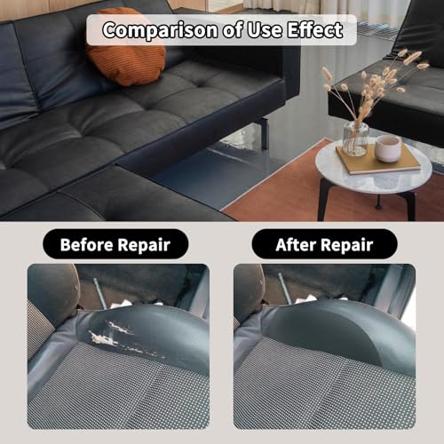 BSZHTECH Leather Repair Tape Self-Adhesive Leather Repair Patch for Couch Furniture Sofas Car Seats Advanced PU Vinyl Leather Repair Kit (Black, 3.9X79 inch) - Image 2