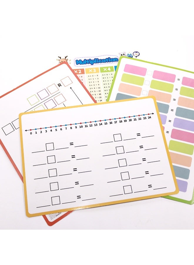 لوحات جدول الرياضيات الملصقة Dinggaogao 11.69x 8.27 بوصة - جدول الضرب والقسمة والجمع والطرح التعليمية للأطفال (4 قطع) - Image 5