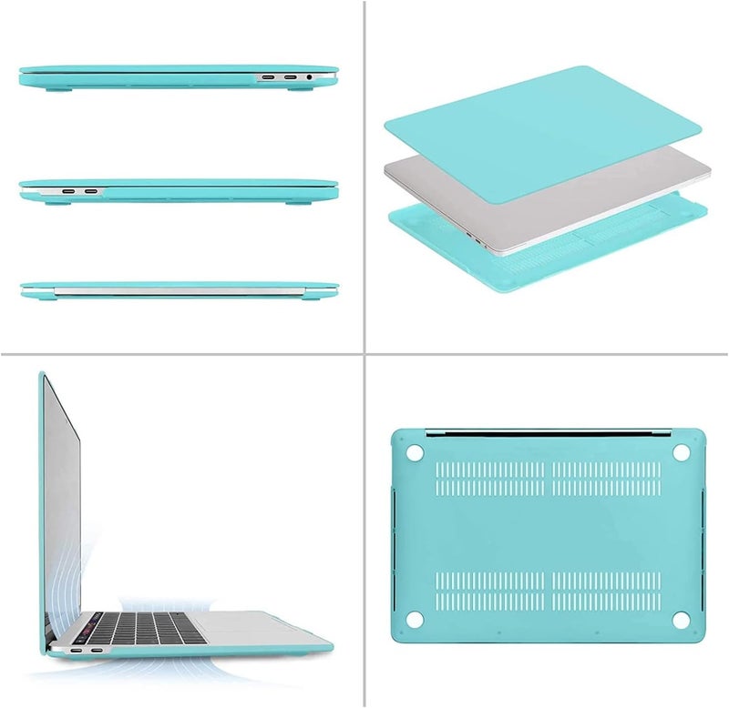 موسيسو حافظة متوافقة مع MacBook Pro 13 بوصة M2 2026 2025 2024 2023 2022-2016 A2338 M1 A2251 A2289 A2159 A1989 A1708 A1706، غلاف بلاستيكي صلب وغطاء لوحة مفاتيح وفيلم شاشة وحقيبة تخزين، فيروزي - Image 5
