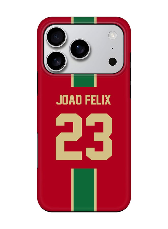Stylizedd Tough Pro Magnetic Case for iPhone 17 Pro, Dual Layer hybrid PC + TPU Mobile Cover Matte - Football - Portugal - Joao Felix - Image 1