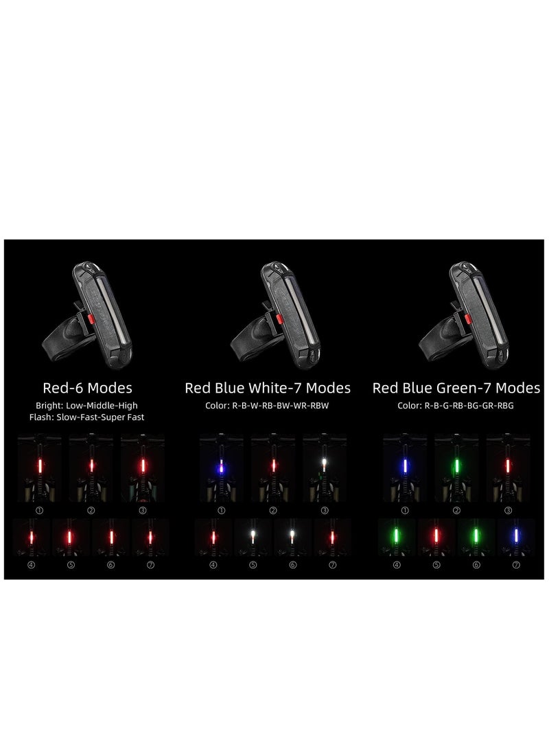 SYOSI Bike Tail Light, Tail Light USB Rechargeable LED Bicycle Lights Set Front Back Night Riding, Cycling Safety Reflector Accessories 6 Modes IPX4 - Image 2