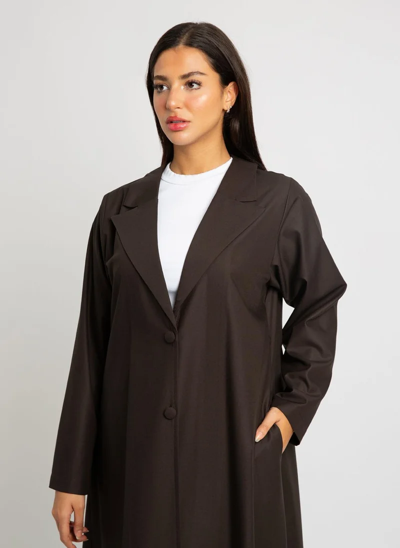 Kaafmeem Brown Suit A-Cut Abaya