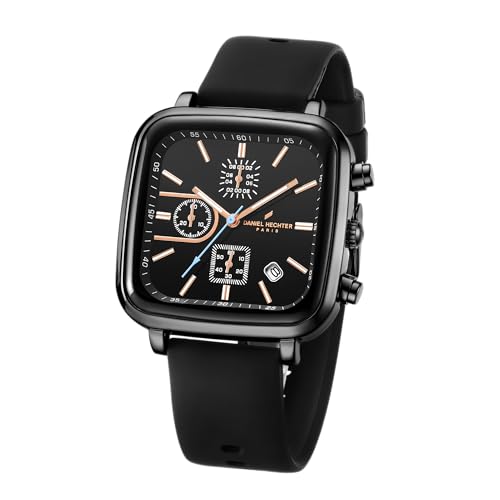 Daniel Hechter Paris Belleville Collection Modern Multi Functional Watch for Men with Square Dial and Silicon Band-DHM1002 - Image 1
