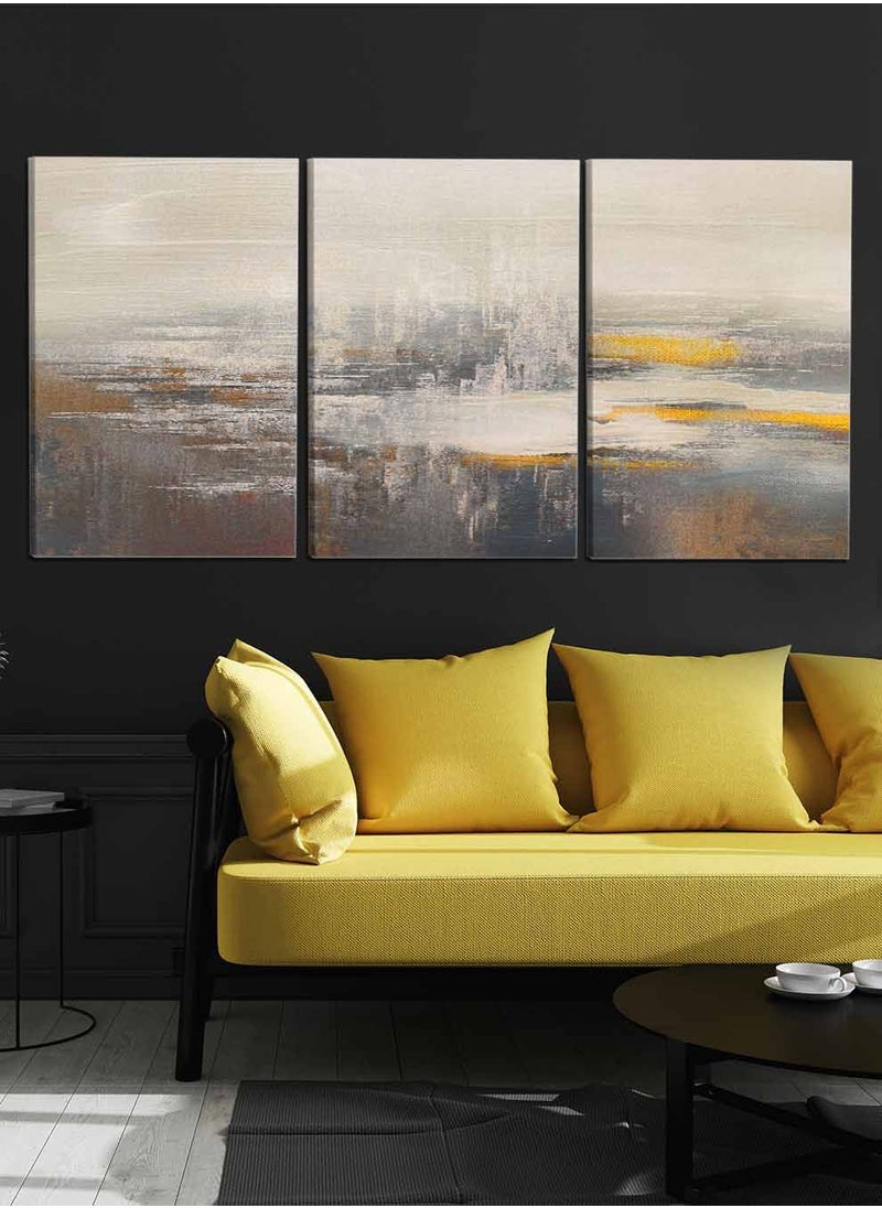 LOWHA Set Of 3 Framed Canvas Wall Arts Stretched Over Wooden Frame, Abstract Oil Paintings, For Home, Living Room, Office Decor  - Image 1