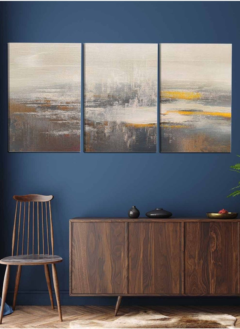LOWHA Set Of 3 Framed Canvas Wall Arts Stretched Over Wooden Frame, Abstract Oil Paintings, For Home, Living Room, Office Decor  - Image 4