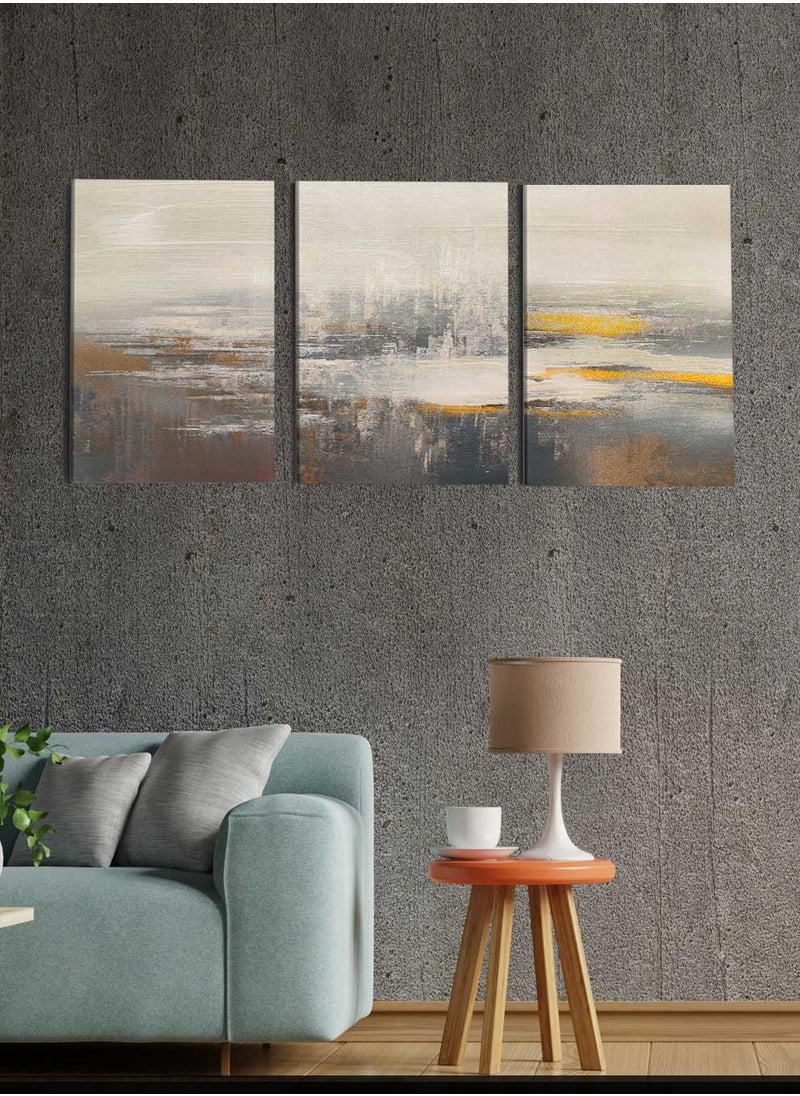 LOWHA Set Of 3 Framed Canvas Wall Arts Stretched Over Wooden Frame, Abstract Oil Paintings, For Home, Living Room, Office Decor  - Image 2