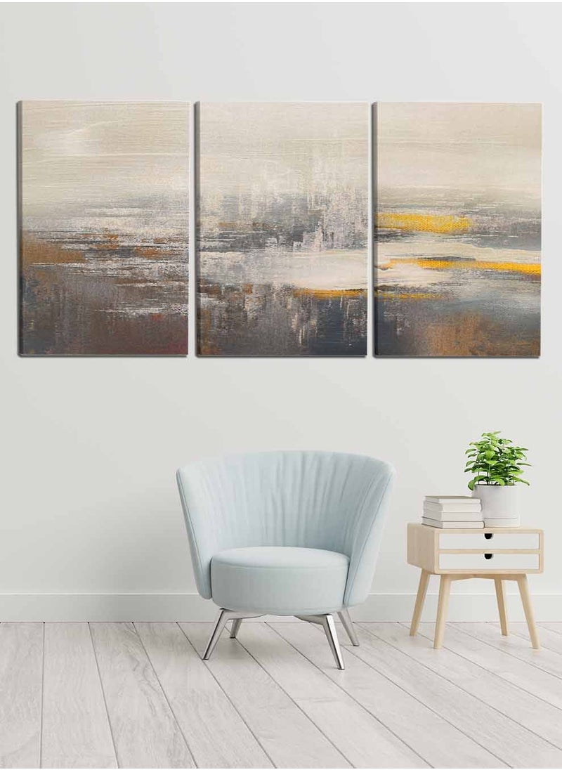 LOWHA Set Of 3 Framed Canvas Wall Arts Stretched Over Wooden Frame, Abstract Oil Paintings, For Home, Living Room, Office Decor  - Image 3
