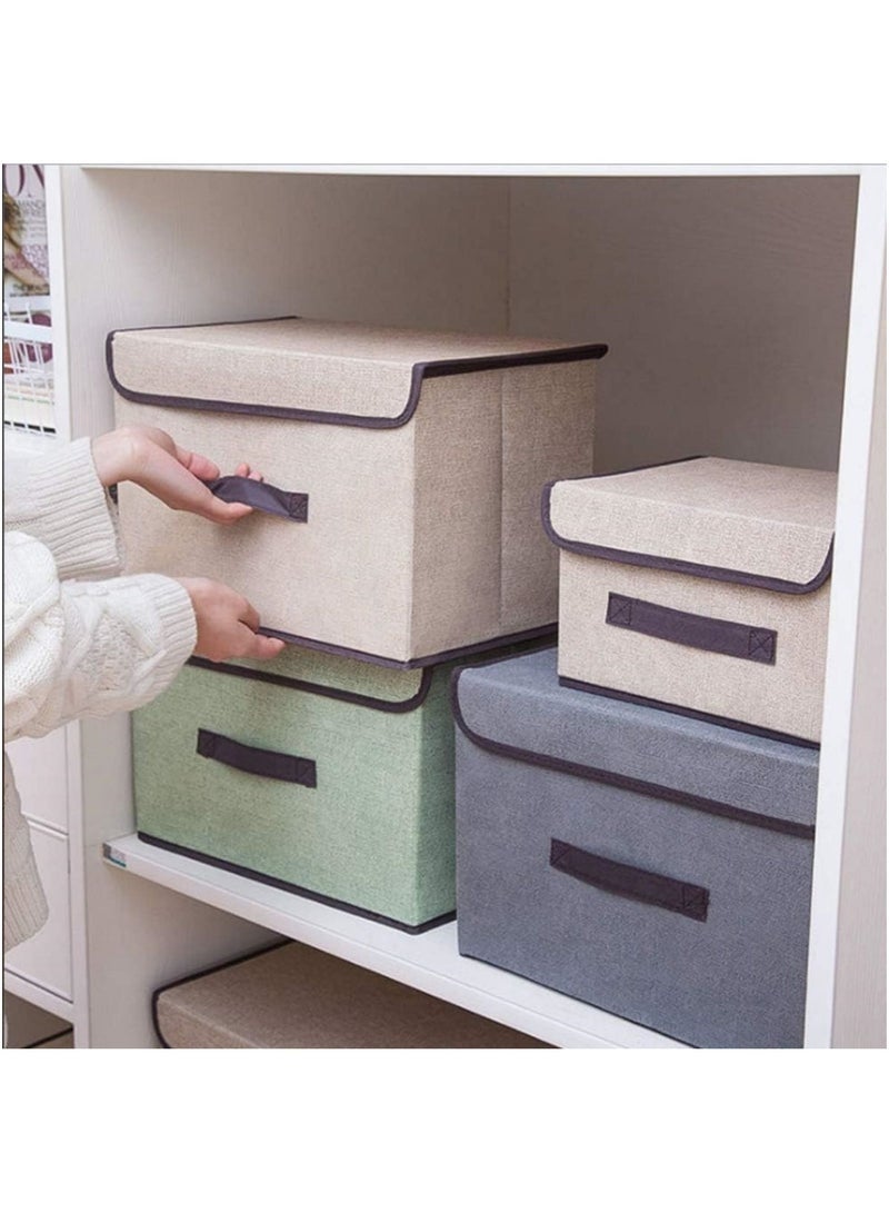 Bukela Clothing Storage Box with Lid,Foldable Fabric Dustproof Storage Box with Flip Cover, Suitable for Family Bedroom Wardrobe Office Storage Box - Image 3