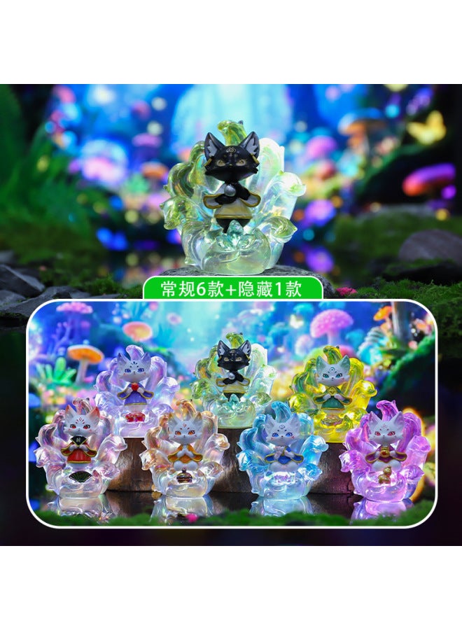 Trendy Blind Box Featuring A Lucky Nine-tailed Fairy Fox In Chinese Style, Creative And Fashionable Desktop Ornament For Living Room And Entryway Decoration