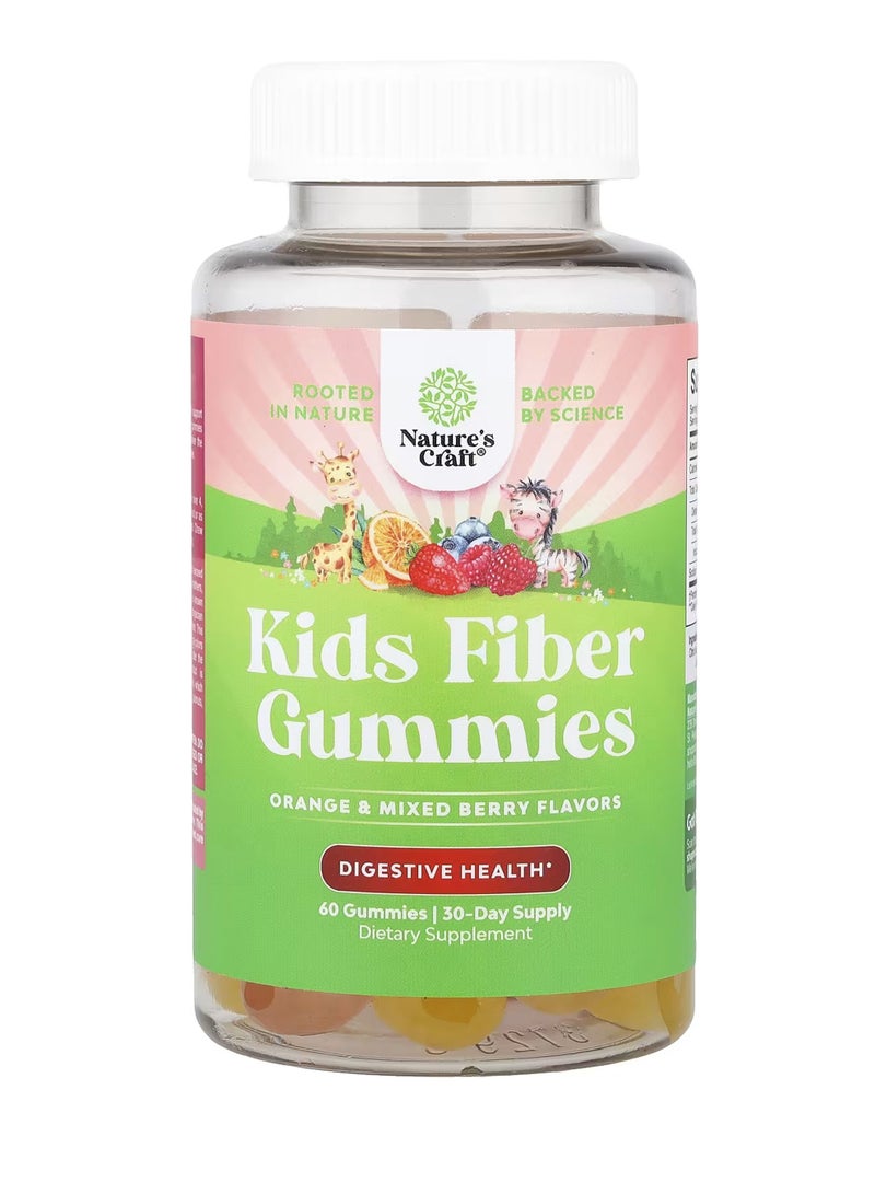 Nature's Craft Kids, Fiber Gummies, Orange & Mixed Berry , 60 Gummies