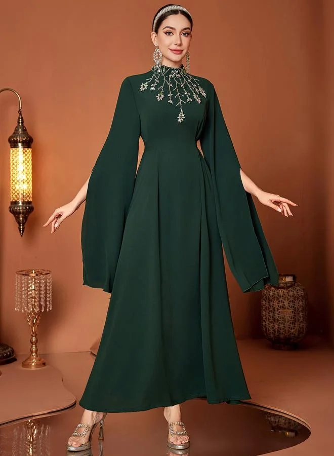 Take Two Take Two Embellished High Neck Cape Sleeve Maxi Dress