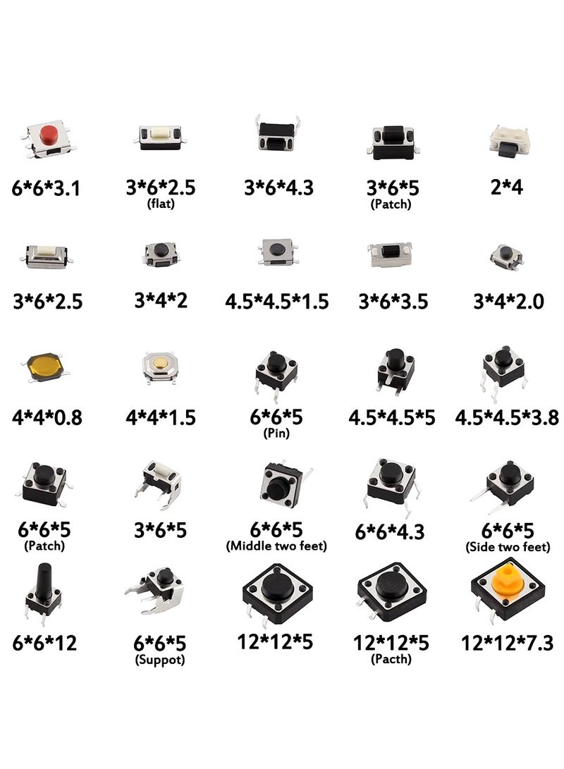 Switches Assorted Micro Push Button Tact Switch Reset Mini Leaf Switch DIP 2*4 3*6 4*4 6*6 diy kit