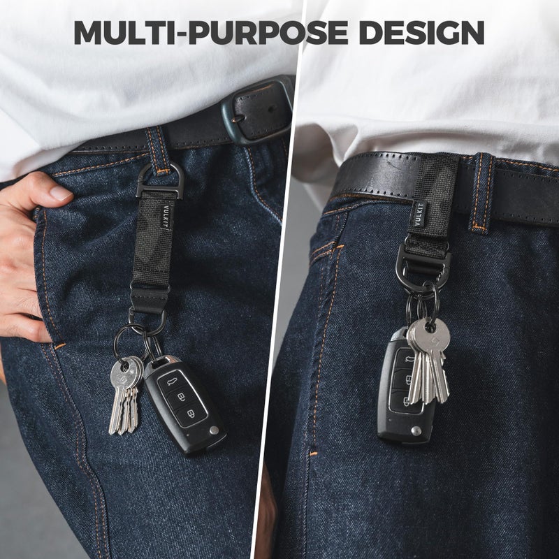 VULKIT Heavy Duty Keychain Durable Nylon Strap for Belt Loop, Molle Pouch, Backpack, Quick Release Key Rings - Image 2