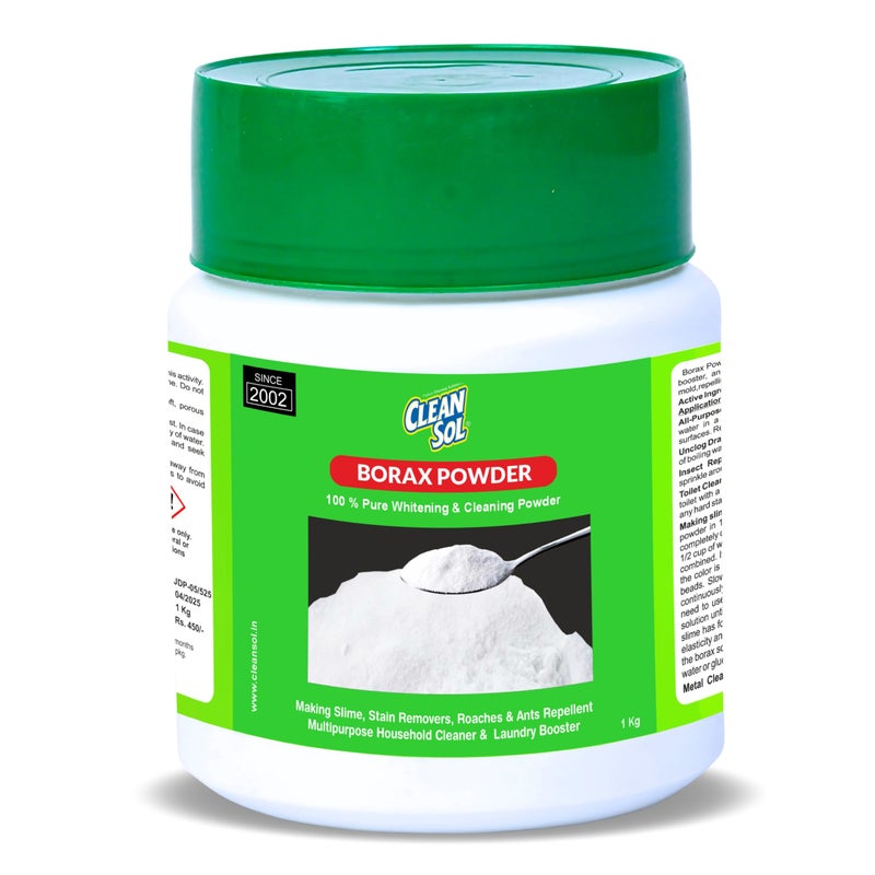 Cleansol Borax Powder 1 Kg | Multi-Purpose Cleaning Powder, Laundry Booster, Slime Activator, Detergent Enhancer & Stain Remover | Pure Borax for Home, Kitchen, Bathroom Use - Image 5