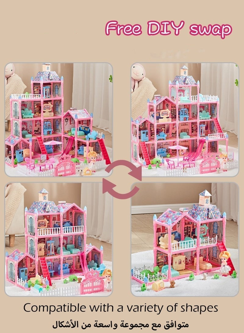 MIXDE DIY Doll House,Big Size 5 Floors 19 Rooms Castle House With Decorating Dollhouse Accessories And Furniture,DIY Building Toys - Image 2