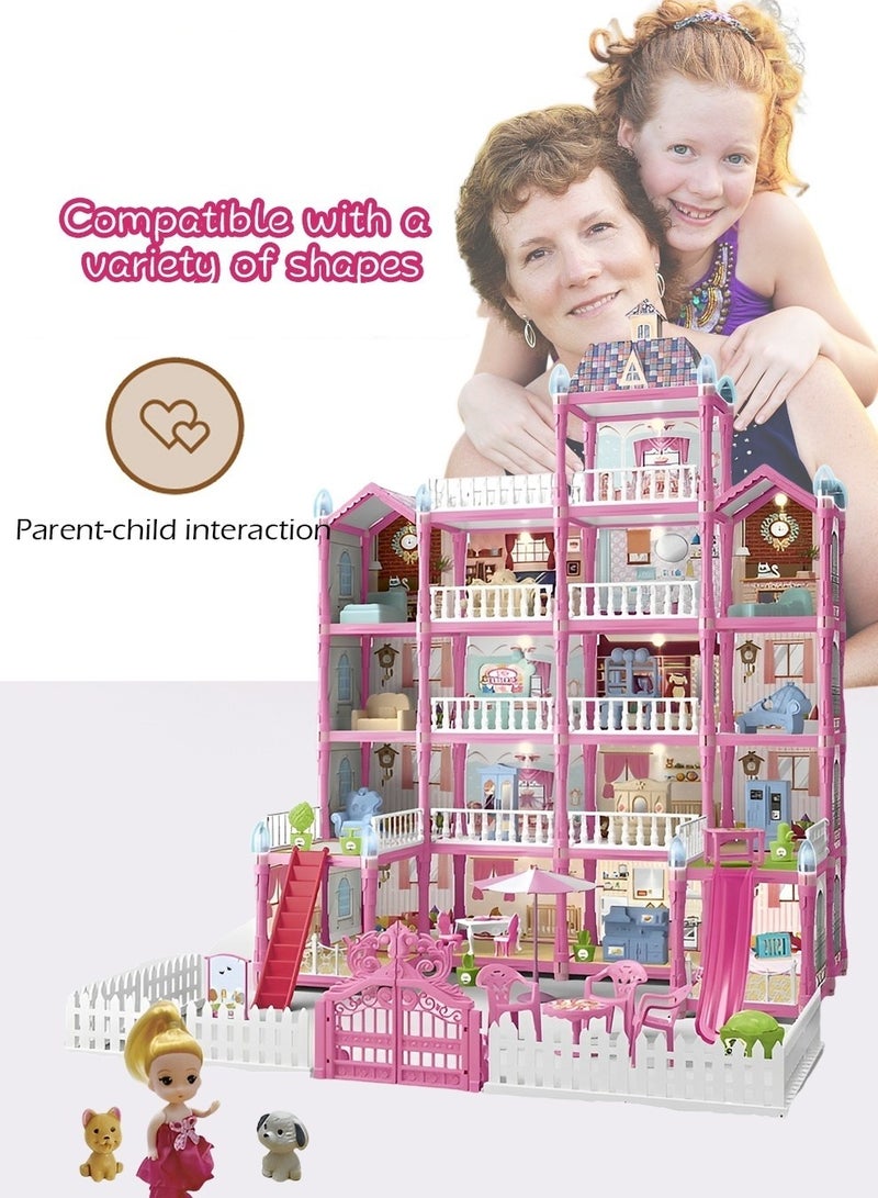 MIXDE DIY Doll House,Big Size 5 Floors 19 Rooms Castle House With Decorating Dollhouse Accessories And Furniture,DIY Building Toys - Image 5